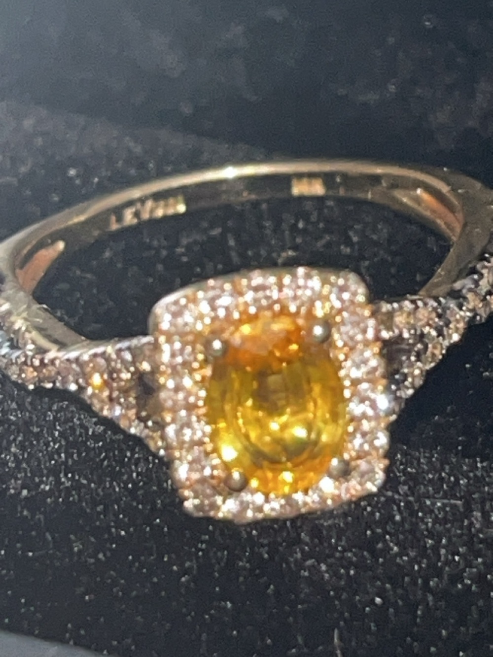 Levian Yellow Sapphire Halo Ring in Warm Metal